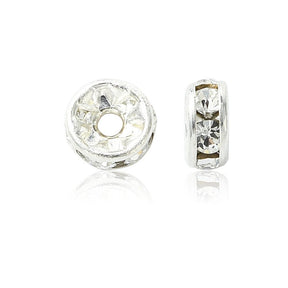 Preciosa Crystal Rondel Mellemleds Perler – Forsølvet Messing Med Chatons (4,5mm) 4 stk. - Uniq Perler - 124346