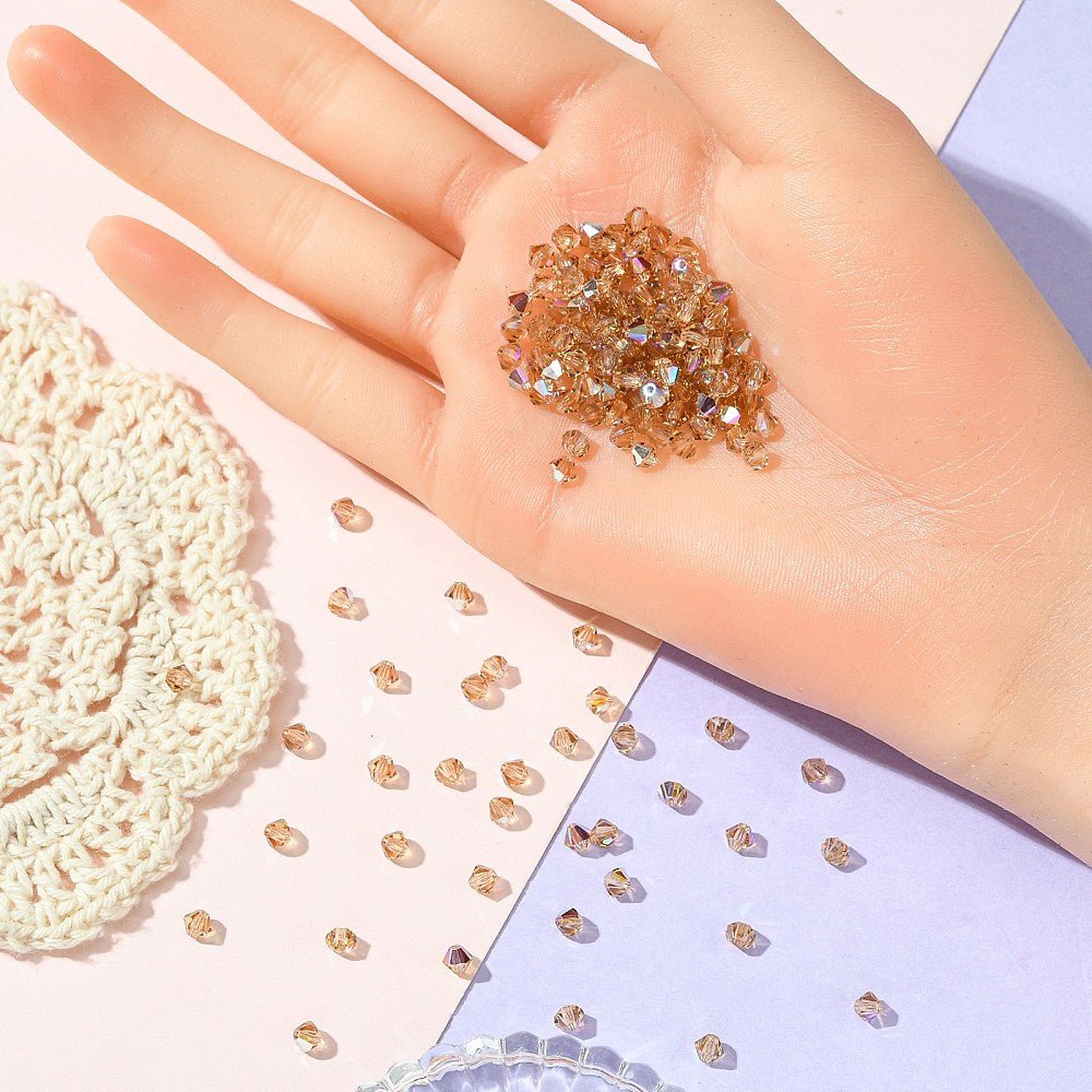 Preciosa Krystal Perler – Bicone, Lt. Col. Topaz Glitter, Rondel (4mm) 8 stk. - Uniq Perler - 123040