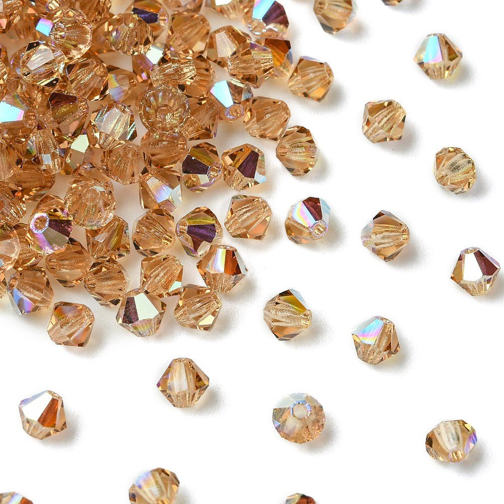 Preciosa Krystal Perler – Bicone, Lt. Col. Topaz Glitter, Rondel (4mm) 8 stk. - Uniq Perler - 123040