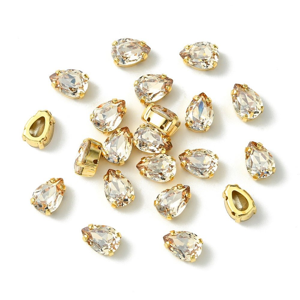 Preciosa MAXIMA – Dråbeformet, 18K Forgyldt Indfatning, Honey (10x7mm) - Uniq Perler - 123226