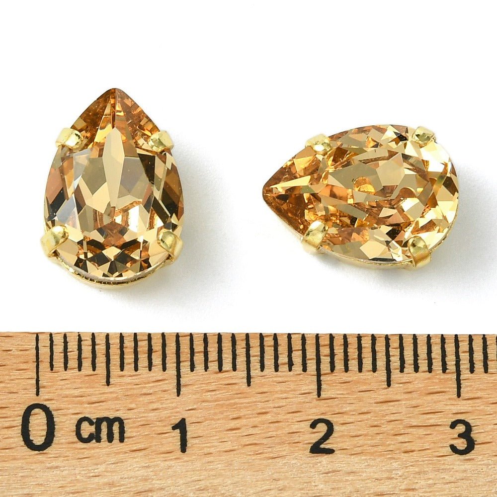 Preciosa MAXIMA– Dråbeformet, 18K Forgyldt Indfatning, Light Colorado Topaz (14x10mm) - Uniq Perler - 123160