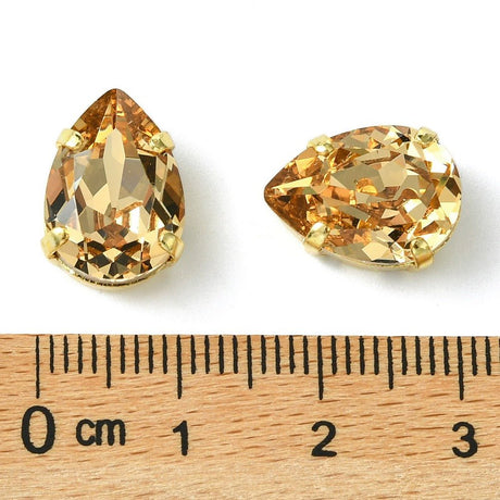 Preciosa MAXIMA– Dråbeformet, 18K Forgyldt Indfatning, Light Colorado Topaz (14x10mm) - Uniq Perler - 123160