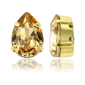 Preciosa MAXIMA– Dråbeformet, 18K Forgyldt Indfatning, Light Colorado Topaz (14x10mm) - Uniq Perler - 123160