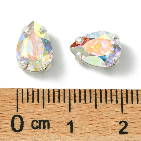 Preciosa MAXIMA – Dråbeformet, Sølvbelagt Indfatning, Crystal AB (10x7mm) - Uniq Perler - 123212