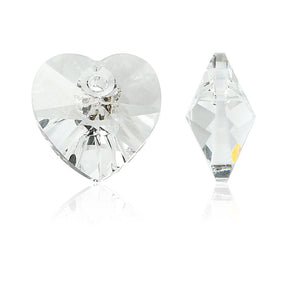 Preciosa MAXIMA Hjerteformede Krystal Vedhæng – Crystal (10mm) 2 stk. - Uniq Perler - 123114