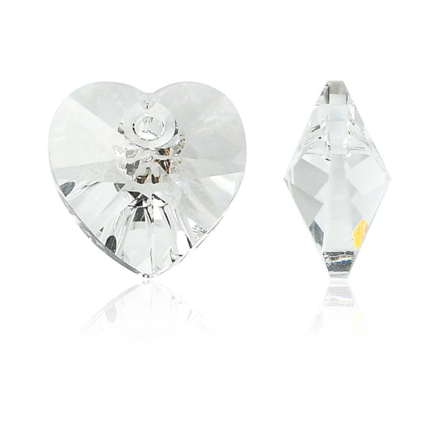 Preciosa MAXIMA Hjerteformede Krystal Vedhæng – Crystal (10mm) 2 stk. - Uniq Perler - 123114