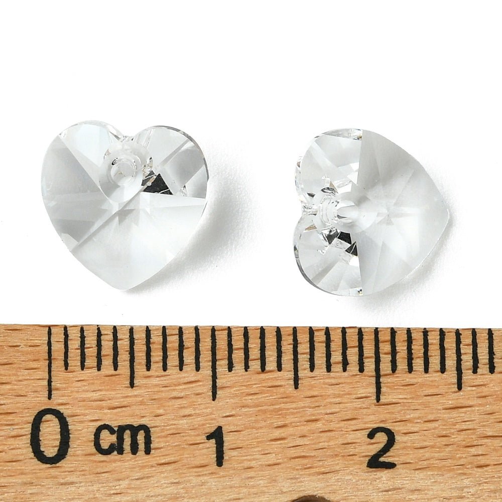 Preciosa MAXIMA Hjerteformede Krystal Vedhæng – Crystal (10mm) 2 stk. - Uniq Perler - 123114