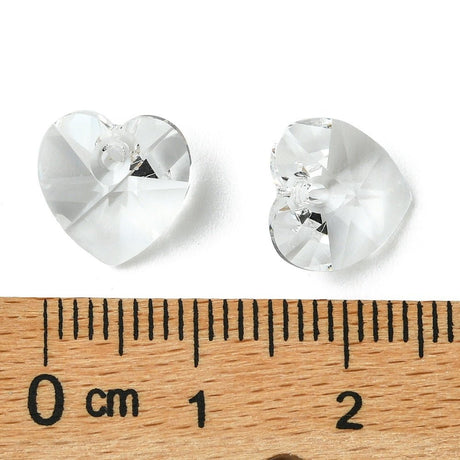 Preciosa MAXIMA Hjerteformede Krystal Vedhæng – Crystal (10mm) 2 stk. - Uniq Perler - 123114