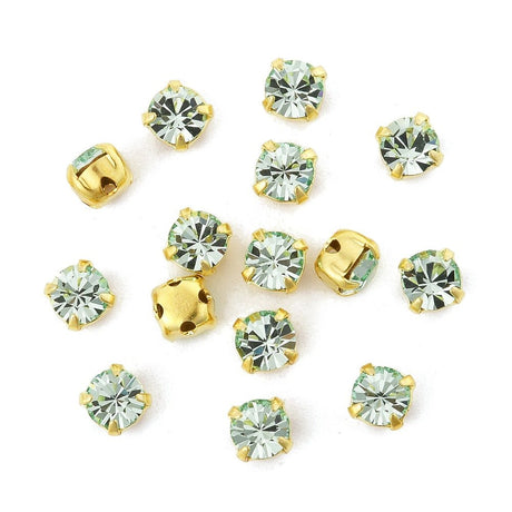 Preciosa Maxima Krystal Chaton – 18K Forgyldt, Chrysolite (3,8~4mm) 6 stk. - Uniq Perler - 123108