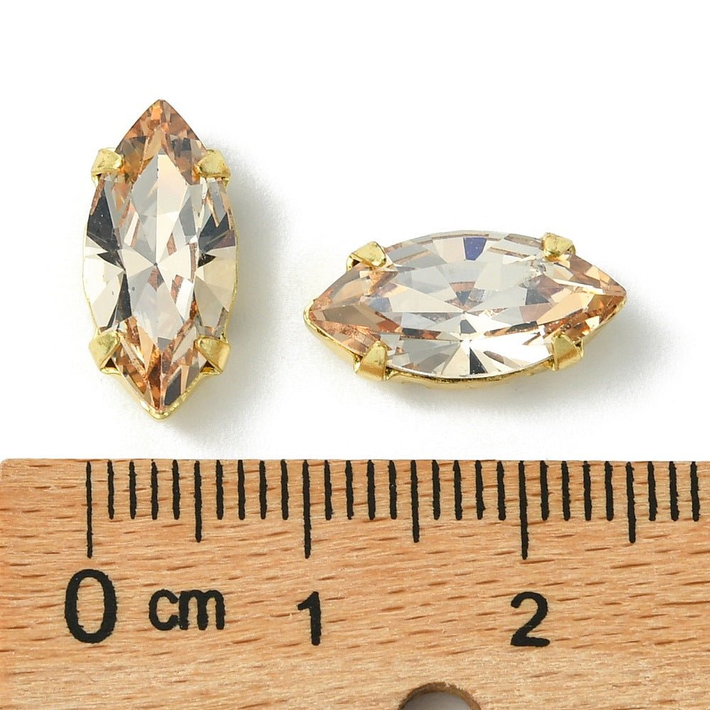 Preciosa Maxima - Krystal Navette – 18K Forgyldt, Honey (15x7mm) - Uniq Perler - 122986