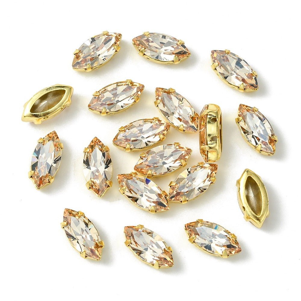Preciosa Maxima - Krystal Navette – 18K Forgyldt, Honey (15x7mm) - Uniq Perler - 122986