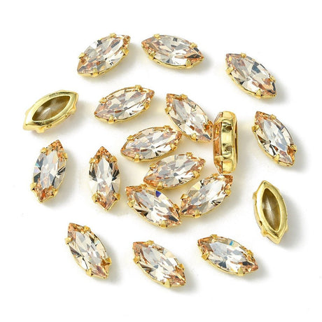 Preciosa Maxima - Krystal Navette – 18K Forgyldt, Honey (15x7mm) - Uniq Perler - 122986
