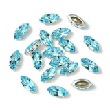 Preciosa Maxima Krystal Navette – Sølv, Aqua Bohemica (15x7mm) - Uniq Perler - 122981