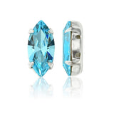 Preciosa Maxima Krystal Navette – Sølv, Aqua Bohemica (15x7mm) - Uniq Perler - 122981