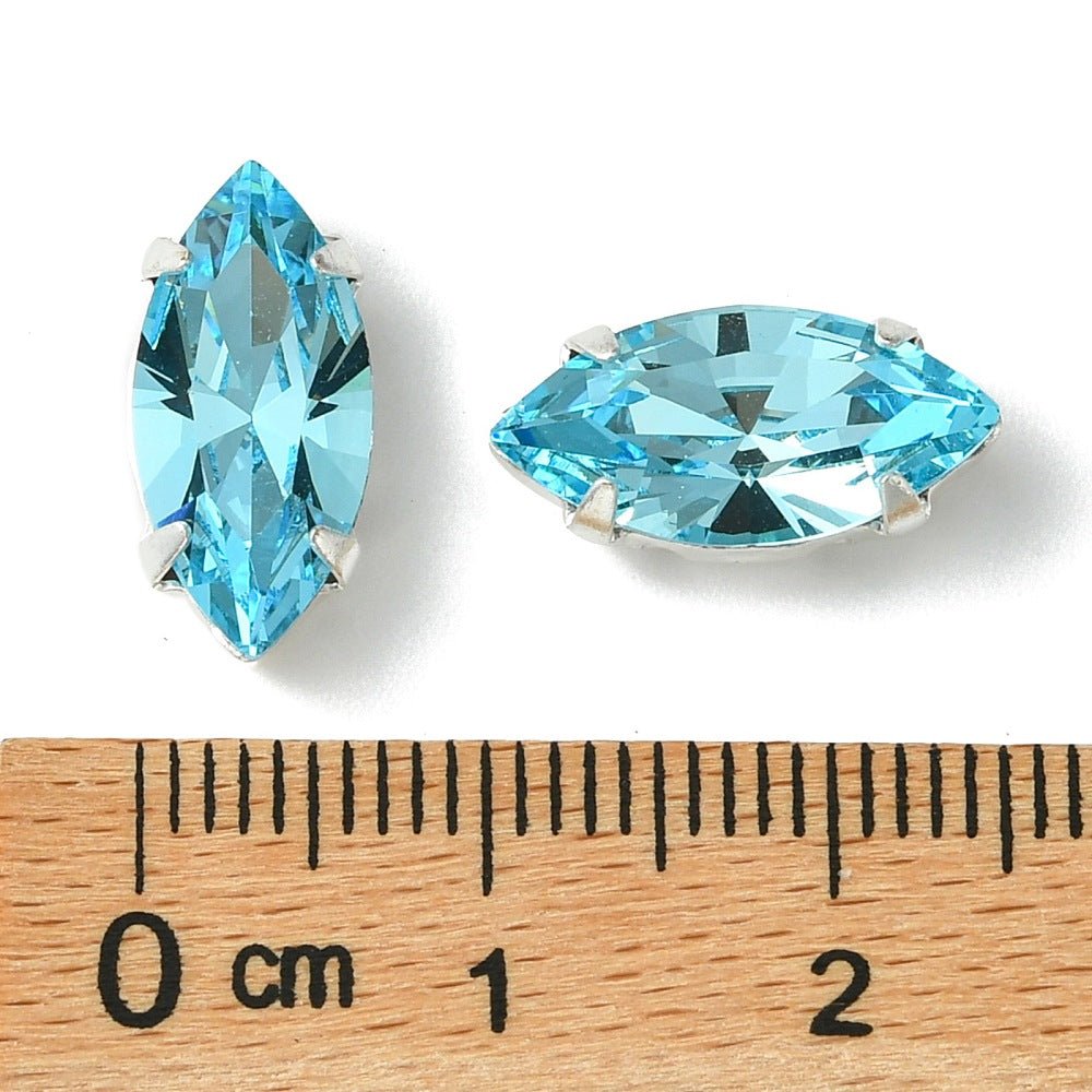 Preciosa Maxima Krystal Navette – Sølv, Aqua Bohemica (15x7mm) - Uniq Perler - 122981