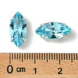 Preciosa Maxima Krystal Navette – Sølv, Aqua Bohemica (15x7mm) - Uniq Perler - 122981