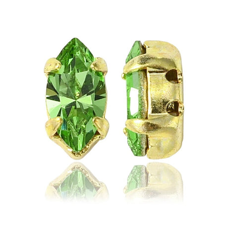 Preciosa MAXIMA Krystal Sy - På Sten – Navette, Peridot i 18K Forgyldt Indfatning (8x4mm) - Uniq Perler - 122960