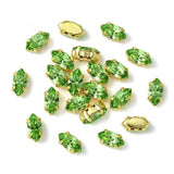 Preciosa MAXIMA Krystal Sy - På Sten – Navette, Peridot i 18K Forgyldt Indfatning (8x4mm) - Uniq Perler - 122960
