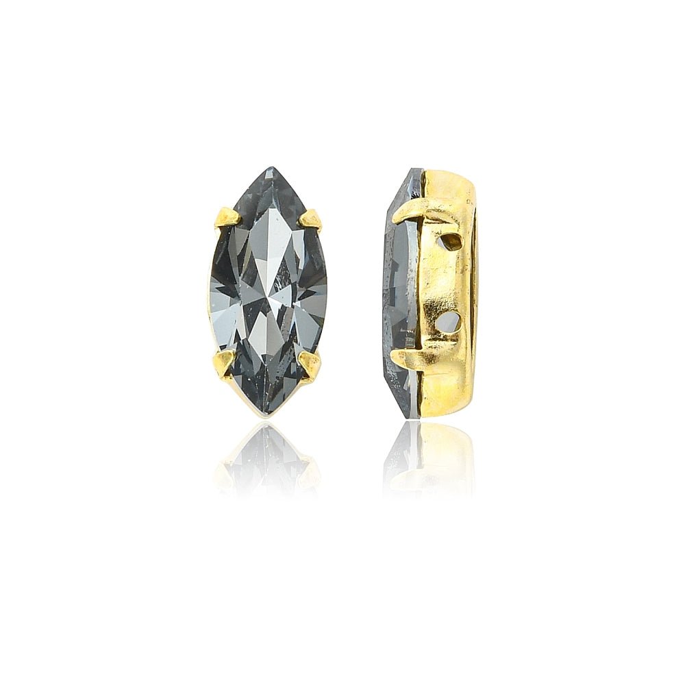 Preciosa MAXIMA – Navette, 18K Forgyldt Messing, NightFall (15x7mm) - Uniq Perler - 122985