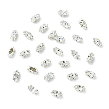 Preciosa MAXIMA – Navette, Klar Krystal, Sølvbelagt Messing (10x5mm) - Uniq Perler - 123075