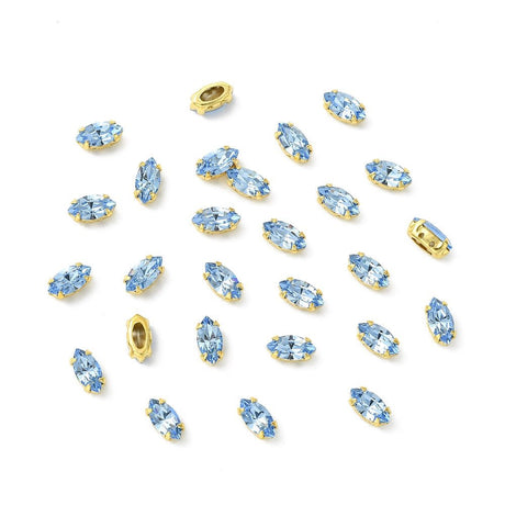 Preciosa MAXIMA – Navette, Light Sapphire, 18K Forgyldt Messing (10x5mm) - Uniq Perler - 122999