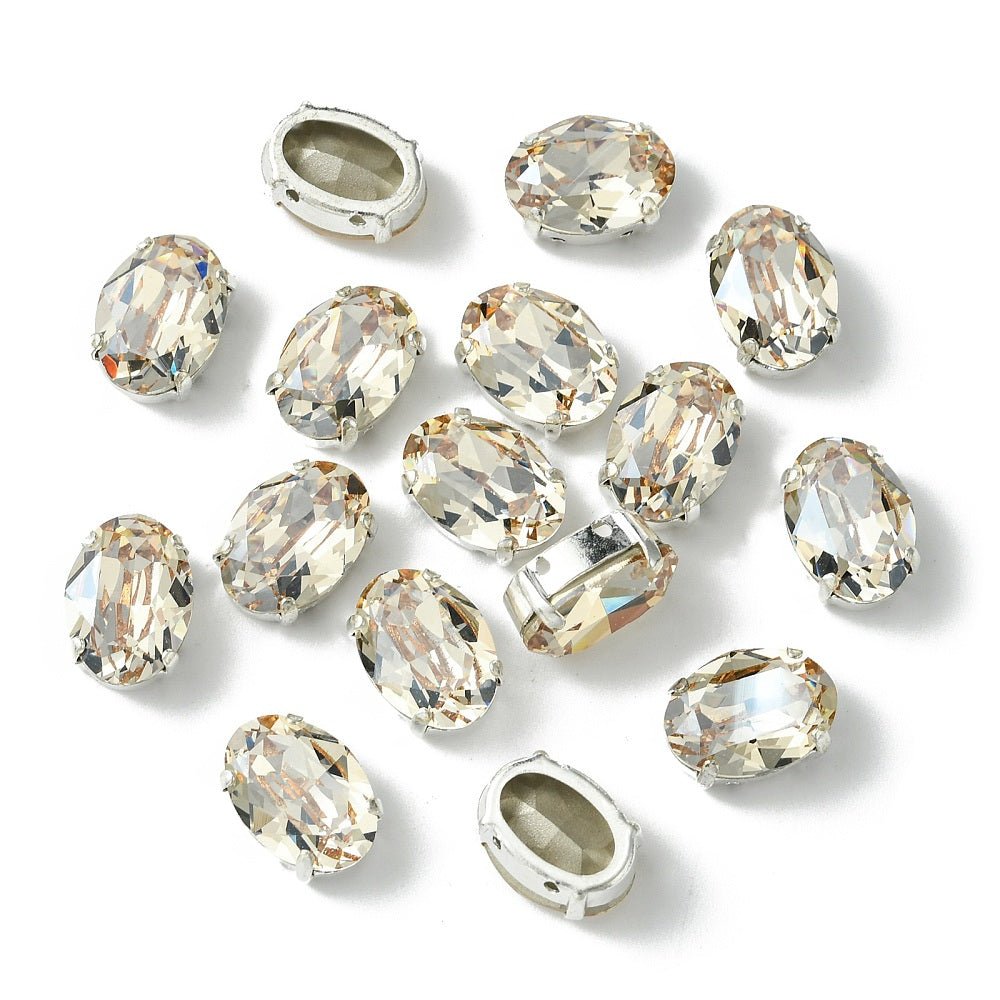 Preciosa MAXIMA – Oval, Sølvbelagt Messing, Honey (14x10mm) - Uniq Perler - 122992