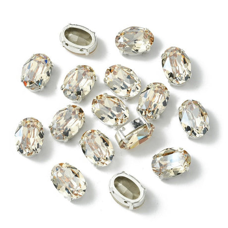 Preciosa MAXIMA – Oval, Sølvbelagt Messing, Honey (14x10mm) - Uniq Perler - 122992