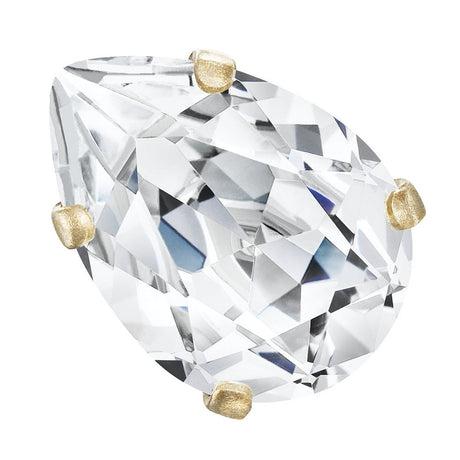Preciosa MAXIMA Sten – Dråbeformet, 18K Forgyldt Indfatning, Crystal (18x13mm) - Uniq Perler - 123220