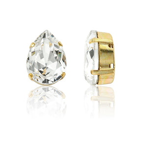 Preciosa MAXIMA Sten – Dråbeformet, 18K Forgyldt Indfatning, Crystal (18x13mm) - Uniq Perler - 123220