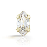 Preciosa Navette Sew-On Crystal Link – 18K Gold-plated Brass With Crystal (8x4mm)