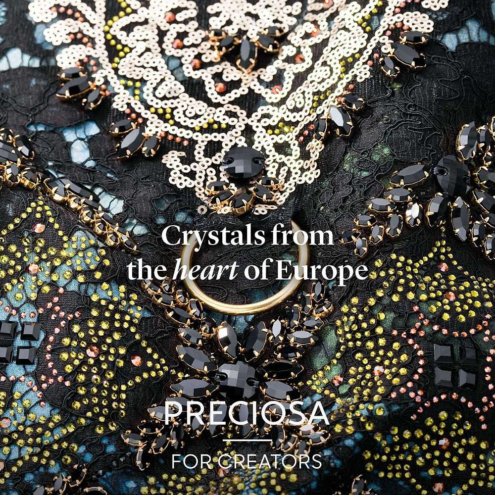 Preciosa Navette Sew-On Crystal Link – 18K Gold-plated Brass With Crystal (8x4mm)