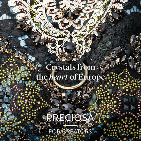 Preciosa Navette krystal mellemled – 18K forgyldt messing (8x4mm) - Uniq Perler - 118561