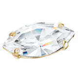 Preciosa Navette Sew-On Crystal Link – 18K Gold-plated Brass With Crystal (8x4mm)