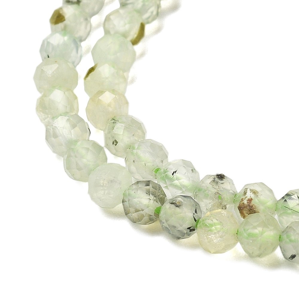 Prehnitt Perler – Fasetterte, Runde (3 mm) - Uniq Perler - 116971