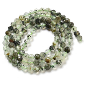 Prehnite Beads – Faceted, Round (4mm) - Uniq Perler - 