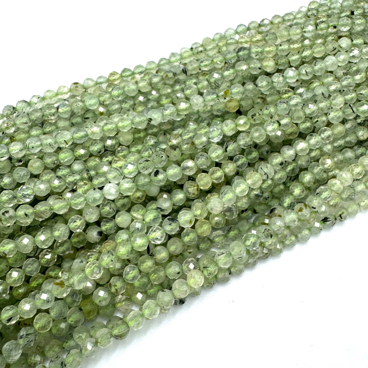 Prehnit Perler – Facetteret (4mm) - Uniq Perler - 845238