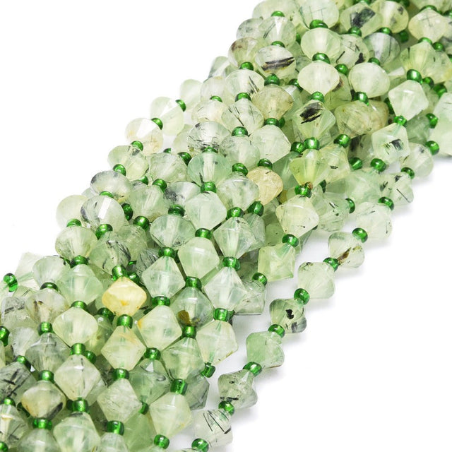 Prehnit Perler – Facetteret, Bicone (8mm) - Uniq Perler - 117516