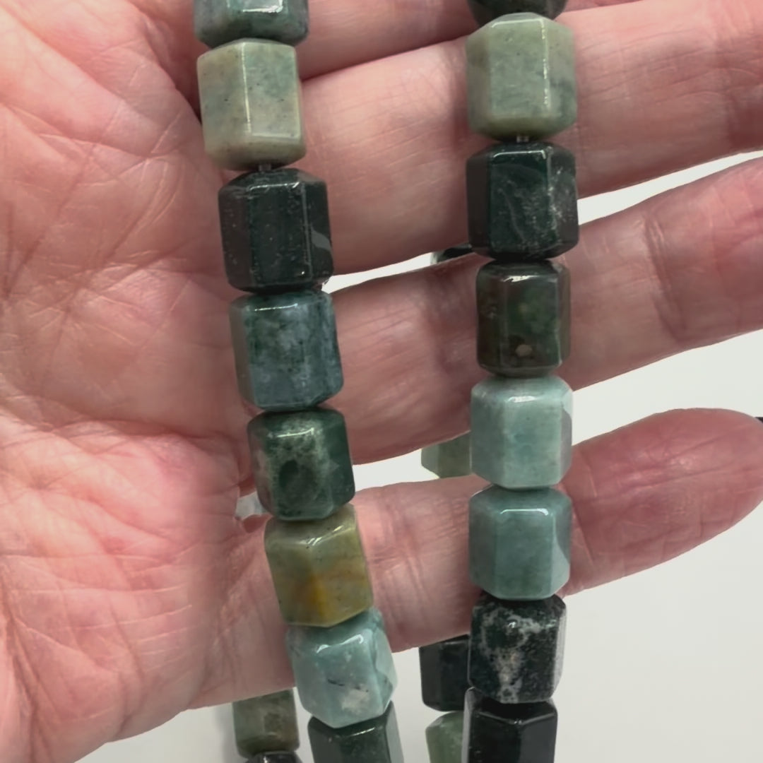 Moss Agate Beads – Hexagonal (10~11x9~10mm)
