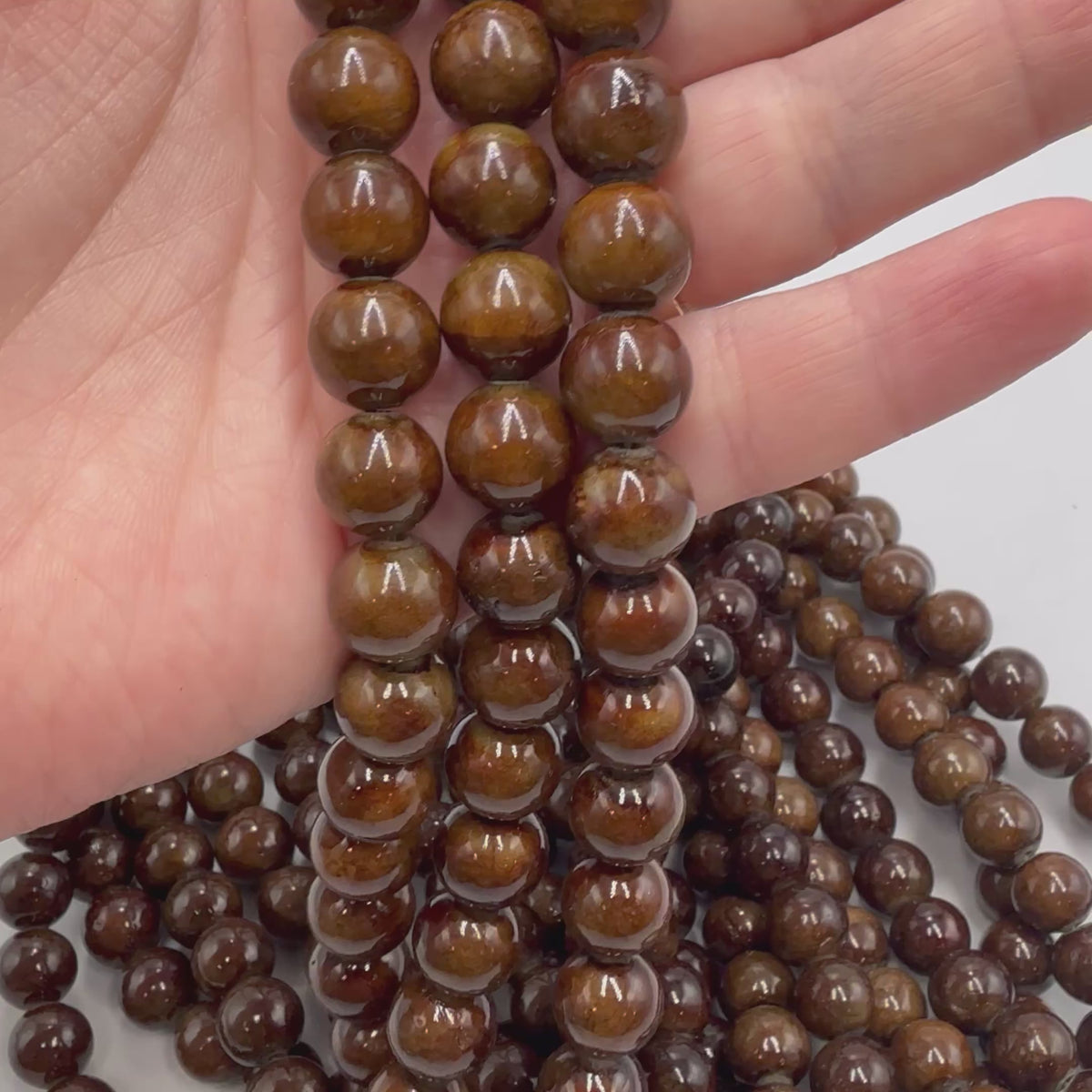 Mashan Jade Perler – Brun, Runde (10mm)