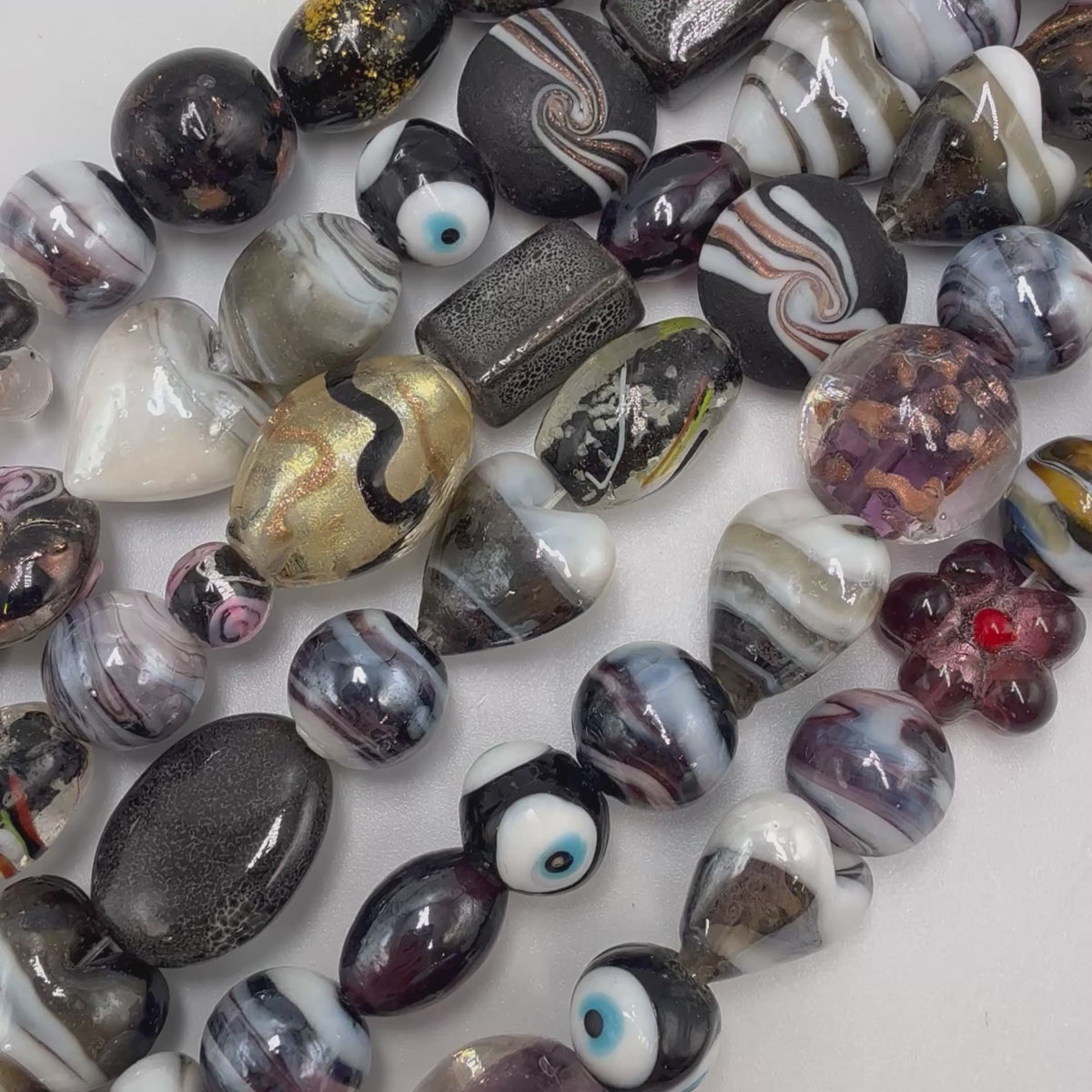 Mixed Handmade Lampwork Glass Beads – Pink-Brown (6-37mm)