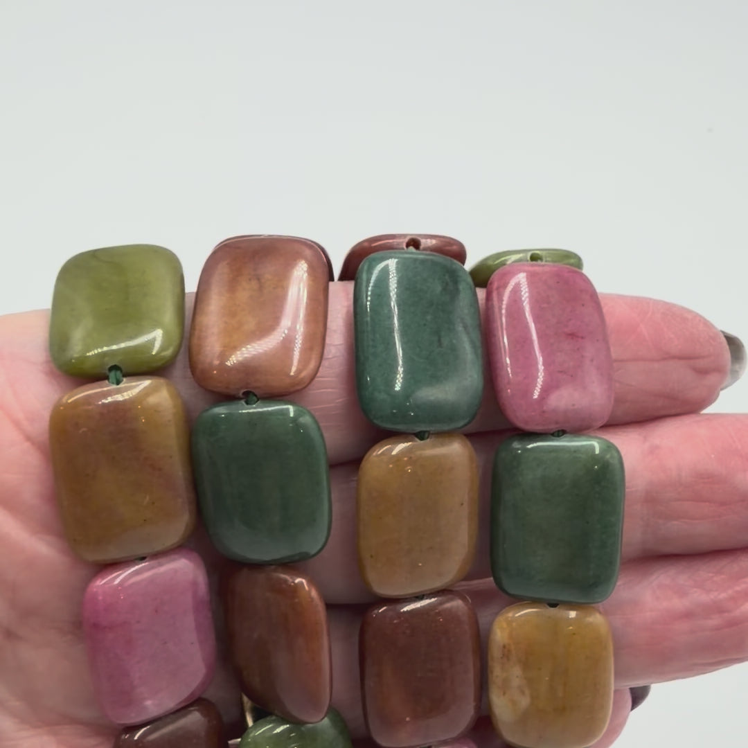 Malaysia Jade Perlen – Farbmix, Kantig (18x13x5mm)