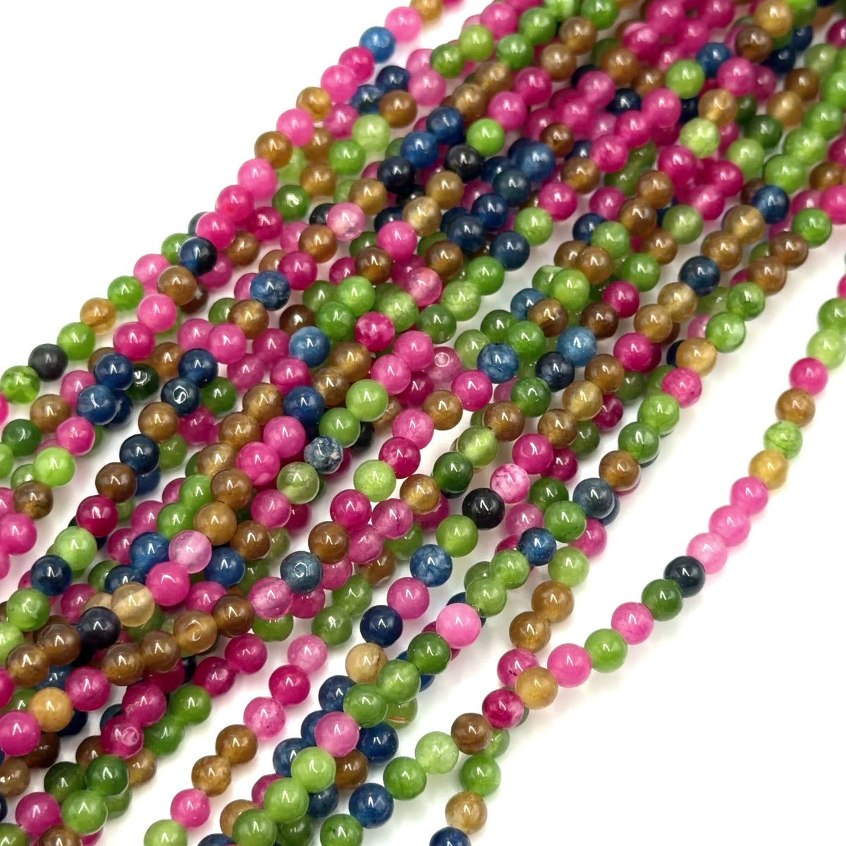White Jade Beads – Color Mix, Round (4mm)