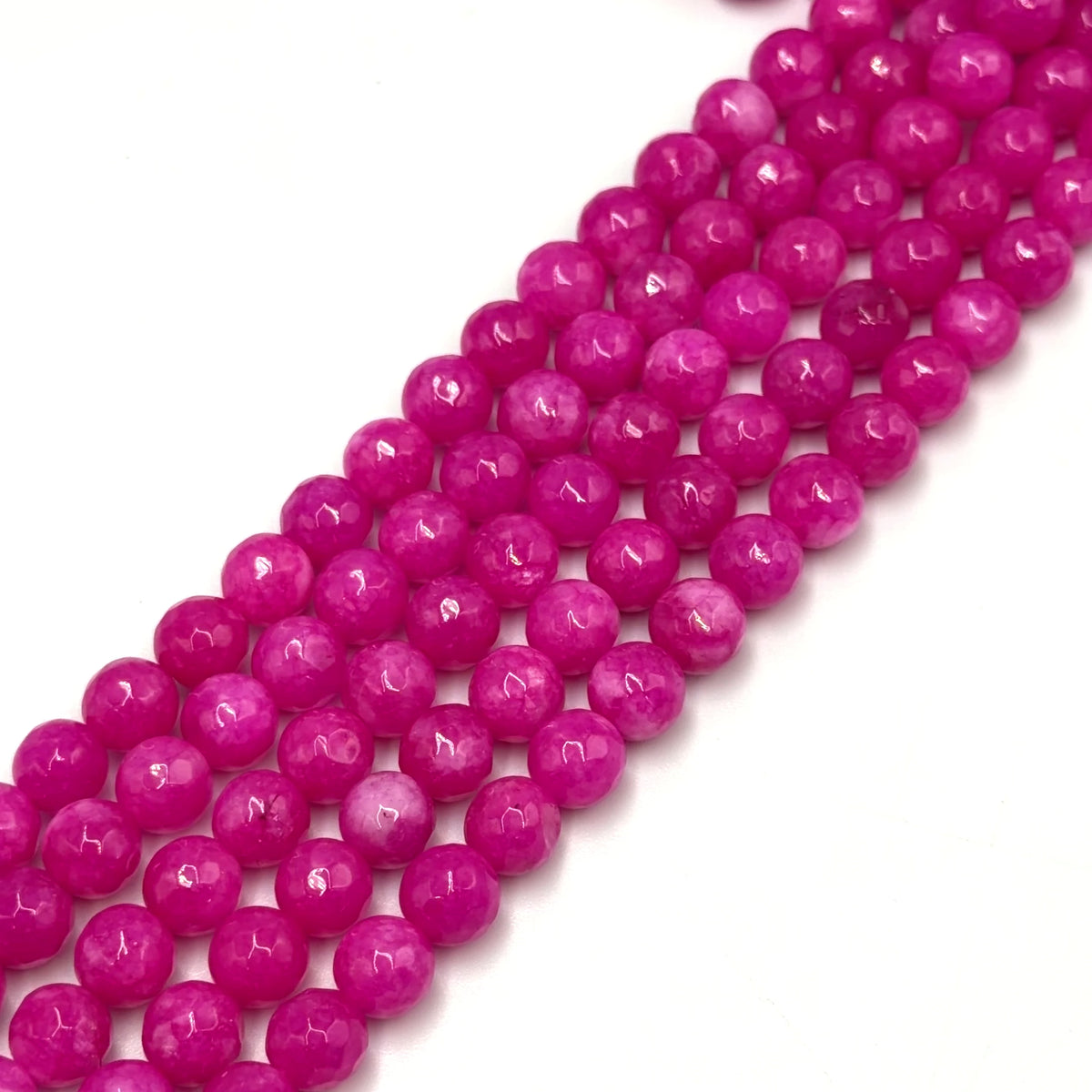 Jade Beads – Dark Pink, Faceted Round (8mm) 
