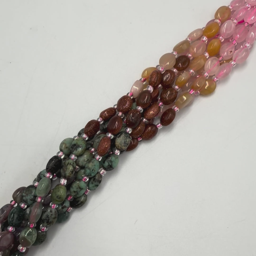Naturstensmix Pärlor – Platta Ovala (8~8,5x6~6,4x3,8~4mm)