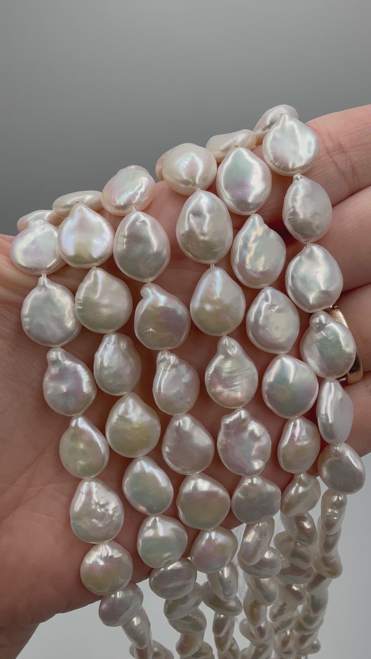 Süßwasserperlen – Weiß, Barock leicht tropfenförmig, Grade AAA (11-12 mm) 