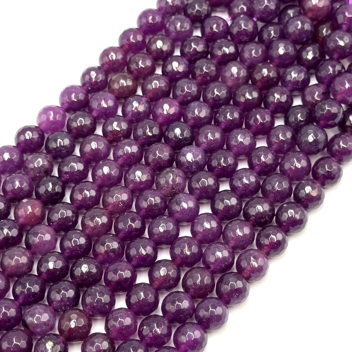 Jade Perler – Lilla, Facetterede, Runde (10mm)