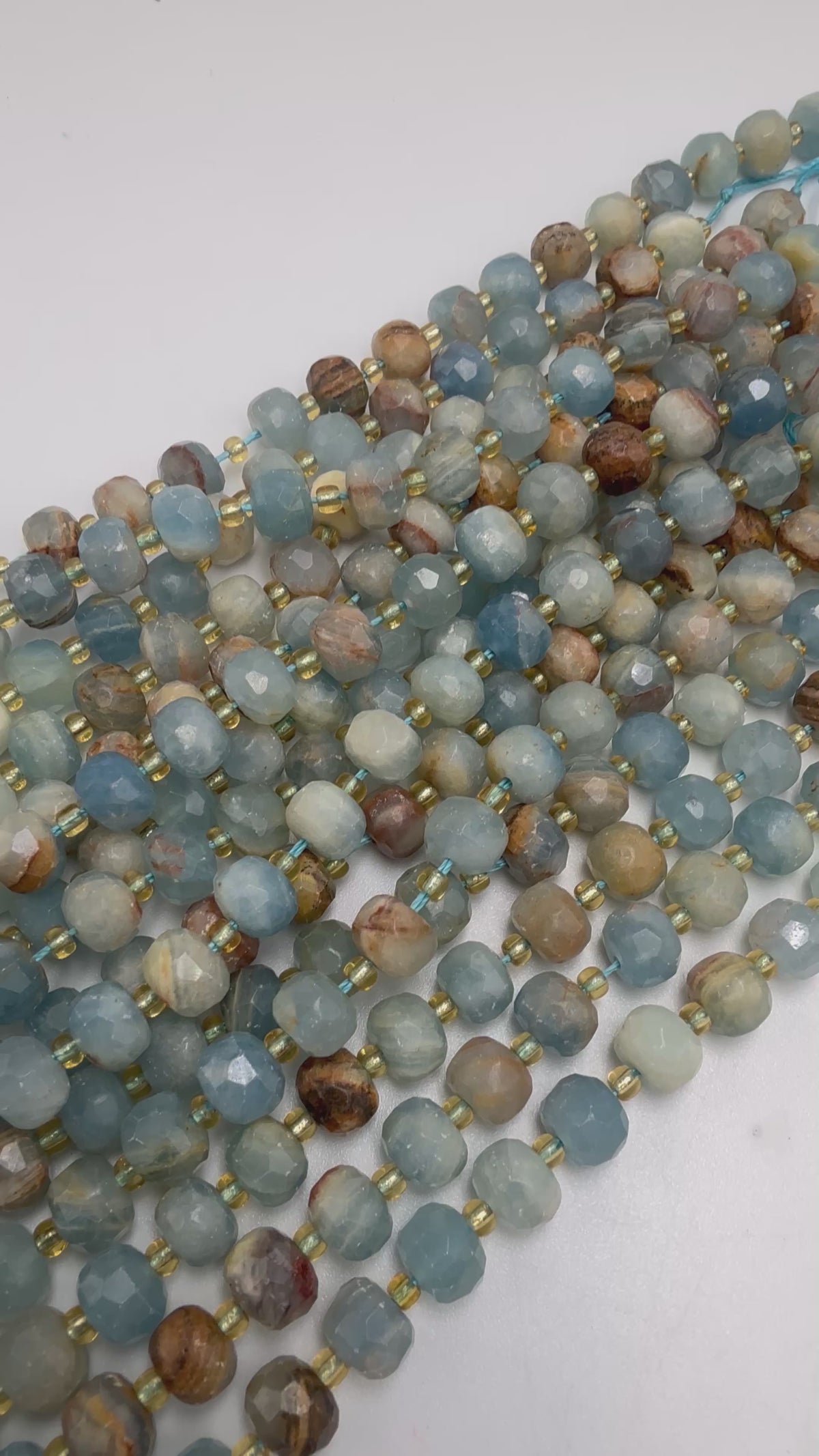 Blauer Calcit Perlen – Facettierte Rondelle (8x6-6,5mm)