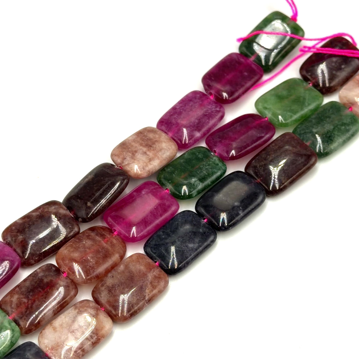Malaysia Jade Perler – Farve Mix, Rektangulære (18x13x5mm)