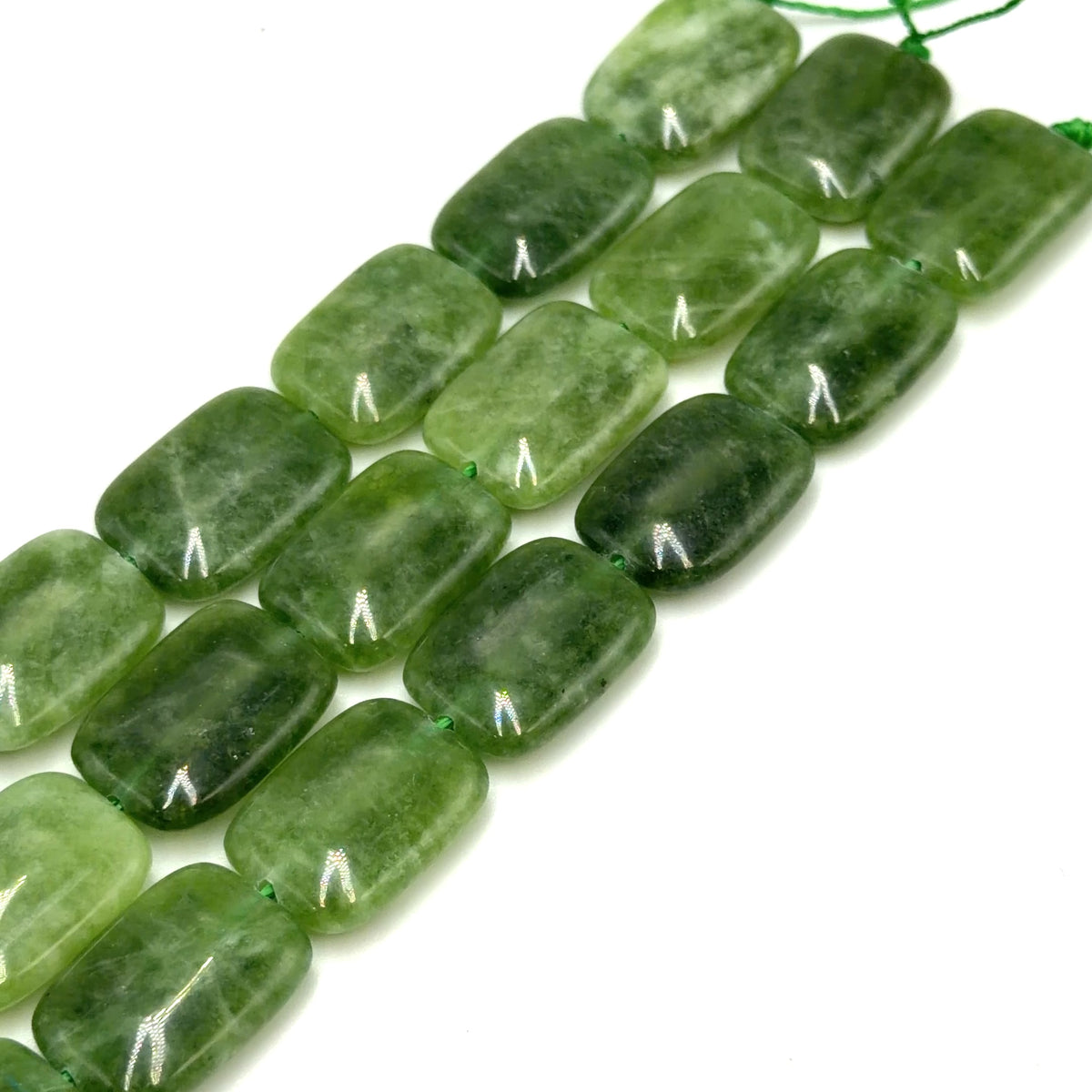 Malaysia Jade Perler – Rektangel Grøn (13x18mm)