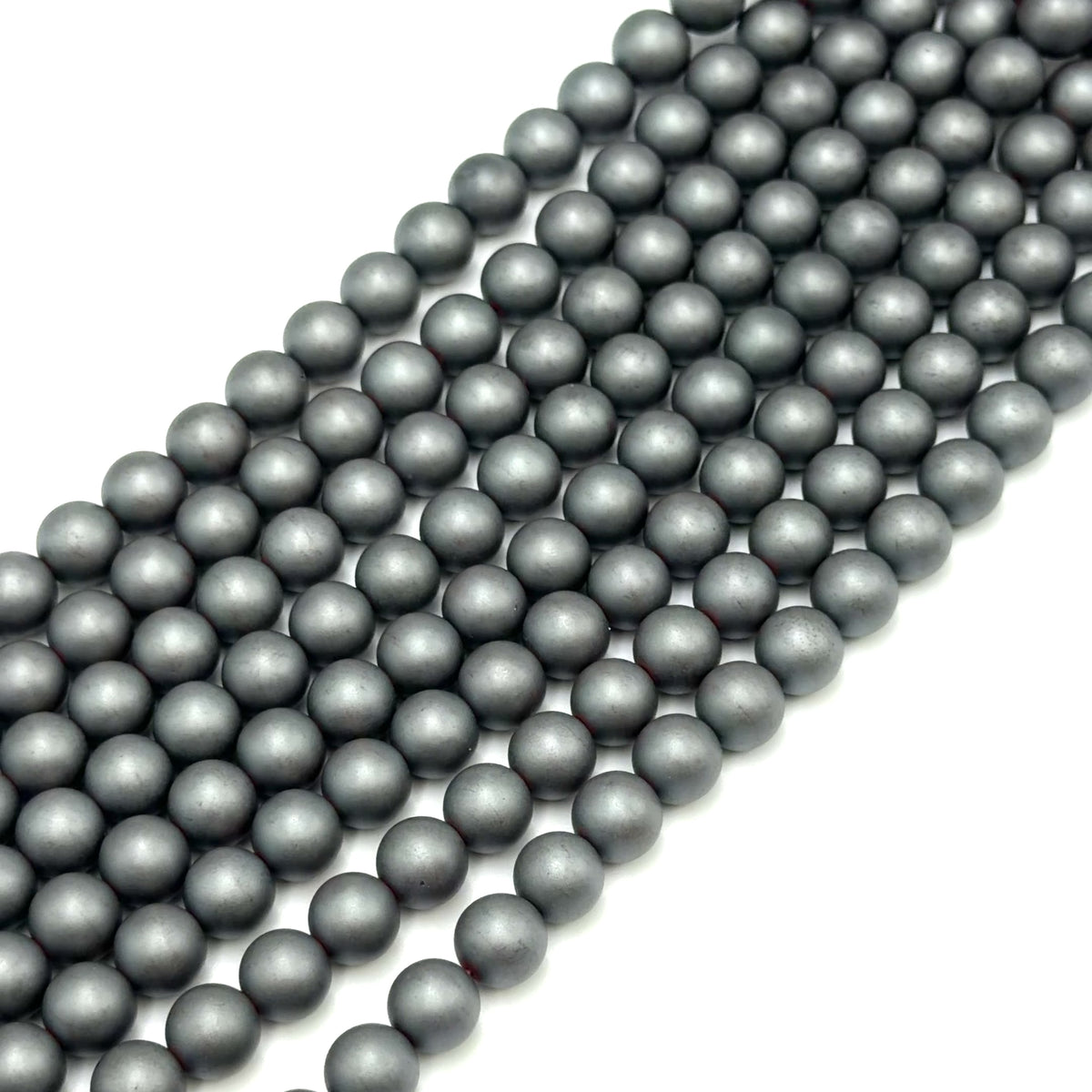 Hæmatit Perler – Frostet, Runde (8mm)